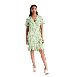 NWT Vero Moda Henna Wrap Frill Thea Dress In Green Myer Floral Print Size Large